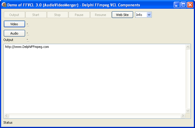 Screenshot of Audio and Video Merger Demo - Delphi FFmpeg VCL Components