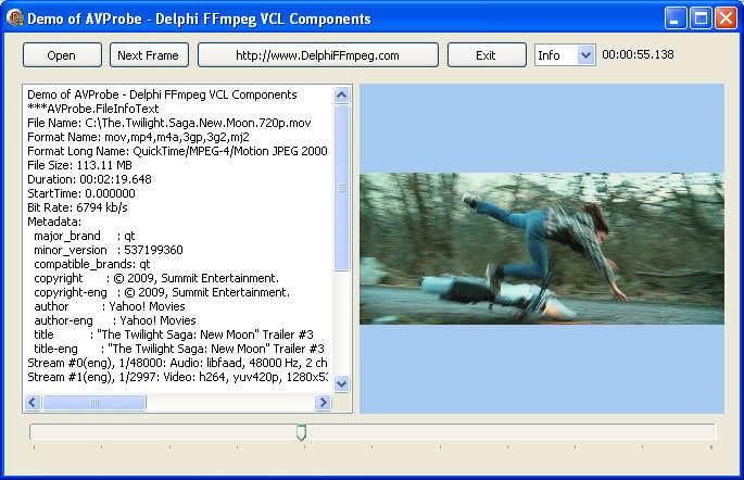 Screenshot of AVProbe Demo - Delphi FFmpeg VCL Components