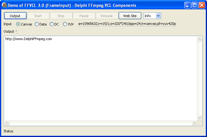 Screenshot of Frame Input Demo - Delphi FFmpeg VCL Components