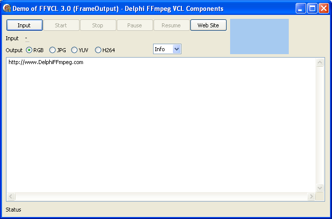 Screenshot of Frame Output Demo - Delphi FFmpeg VCL Components