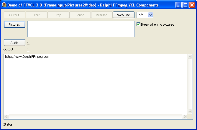 Screenshot of Pictures to Video Demo - Delphi FFmpeg VCL Components