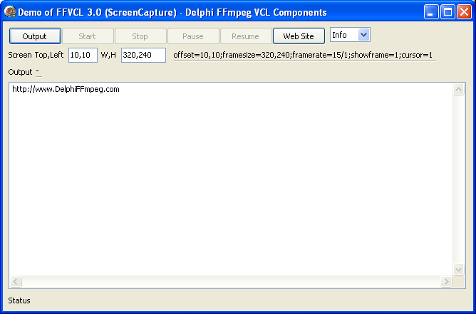 Screenshot of Screen Capture Demo - Delphi FFmpeg VCL Components