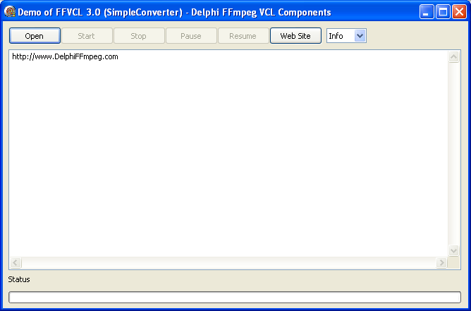 Screenshot of Simple Video Converter Demo - Delphi FFmpeg VCL Components