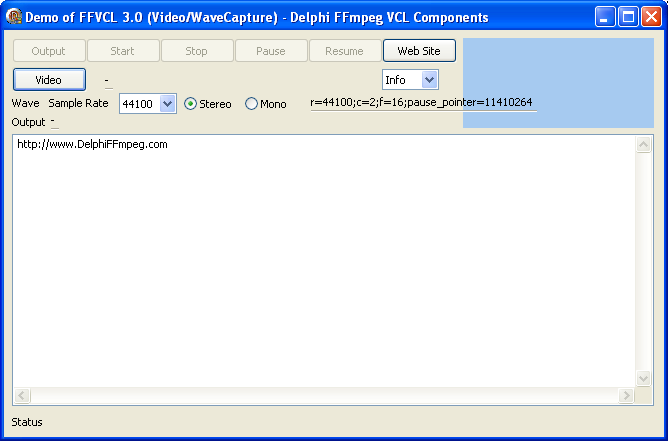 Screenshot of Video Wave Capture Demo - Delphi FFmpeg VCL Components